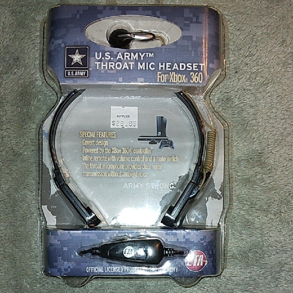 New In Beat Up Sealed Package CTA U.S. Army Throat Mic Headset For Xbox 360
